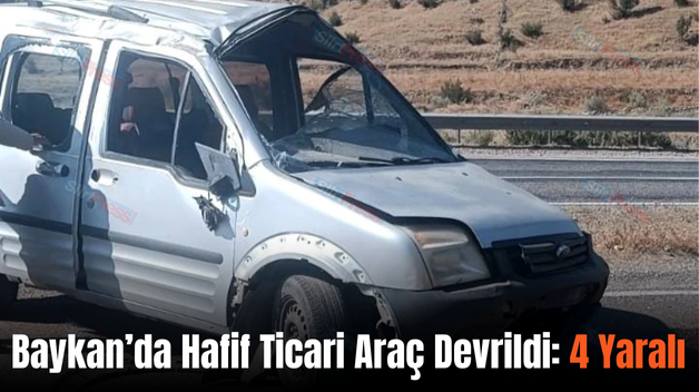 Baykan’da Hafif Ticari Araç Devrildi: 4 Yaralı