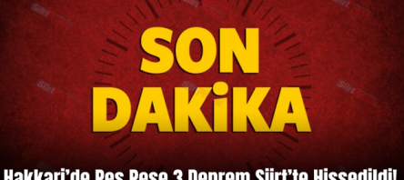 Hakkari’de Peş Peşe 3 Deprem Siirt’te Hissedildi!.