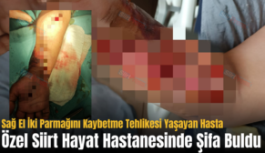 Sağ El İki Parmağını Kaybetme Tehlikesi Yaşayan Hasta Özel Siirt Hayat Hastanesinde Şifa Buldu