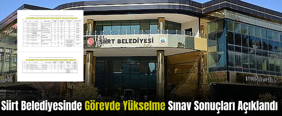 Siirt Belediyesinde Görevde Yükselme Sınav Sonuçları Açıklandı