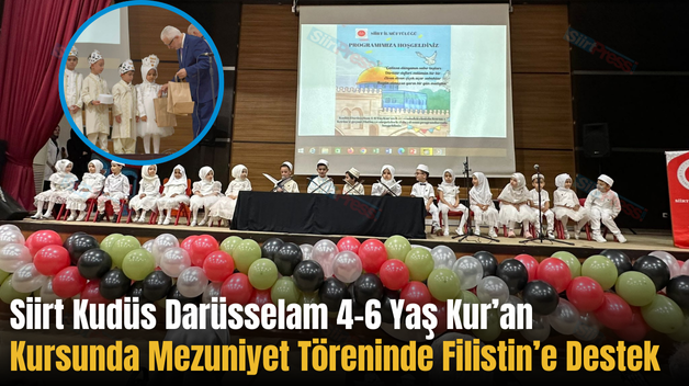 Siirt Kudüs Darüsselam 4-6 Yaş Kur’an Kursunda Mezuniyet Töreninde Filistin’e Destek