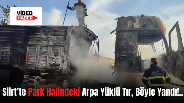 Siirt’te Park Halindeki Arpa Yüklü Tır, Böyle Yandı!..