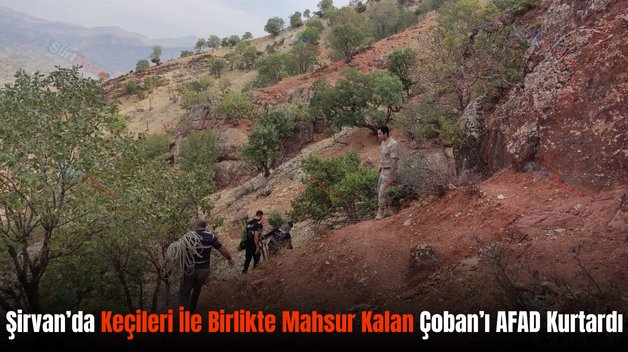 Şirvan’da Keçileri İle Birlikte Mahsur Kalan Çoban’ı AFAD Kurtardı